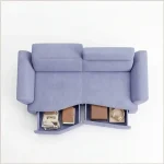 Sofa Modern Fabric Lilac dengan Laci & Adjustable Headrest - Image 4
