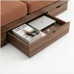 Sofa Kayu Jati Retro 2 Seater dengan Laci Penyimpanan - Image 3