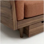 Sofa Kayu Jati Retro 2 Seater dengan Laci Penyimpanan - Image 2